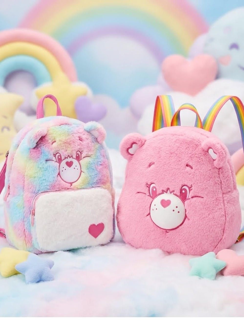 Care Bears Loungefly backpack 🎒 Colorful Plush Bear Backpack Set cute - Picture 2 of 13